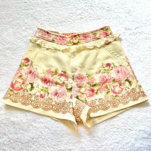 LIZ LISA Floral Short Pants Lace Hime Gal Japan Women size 1 Flower Y2K Lolita